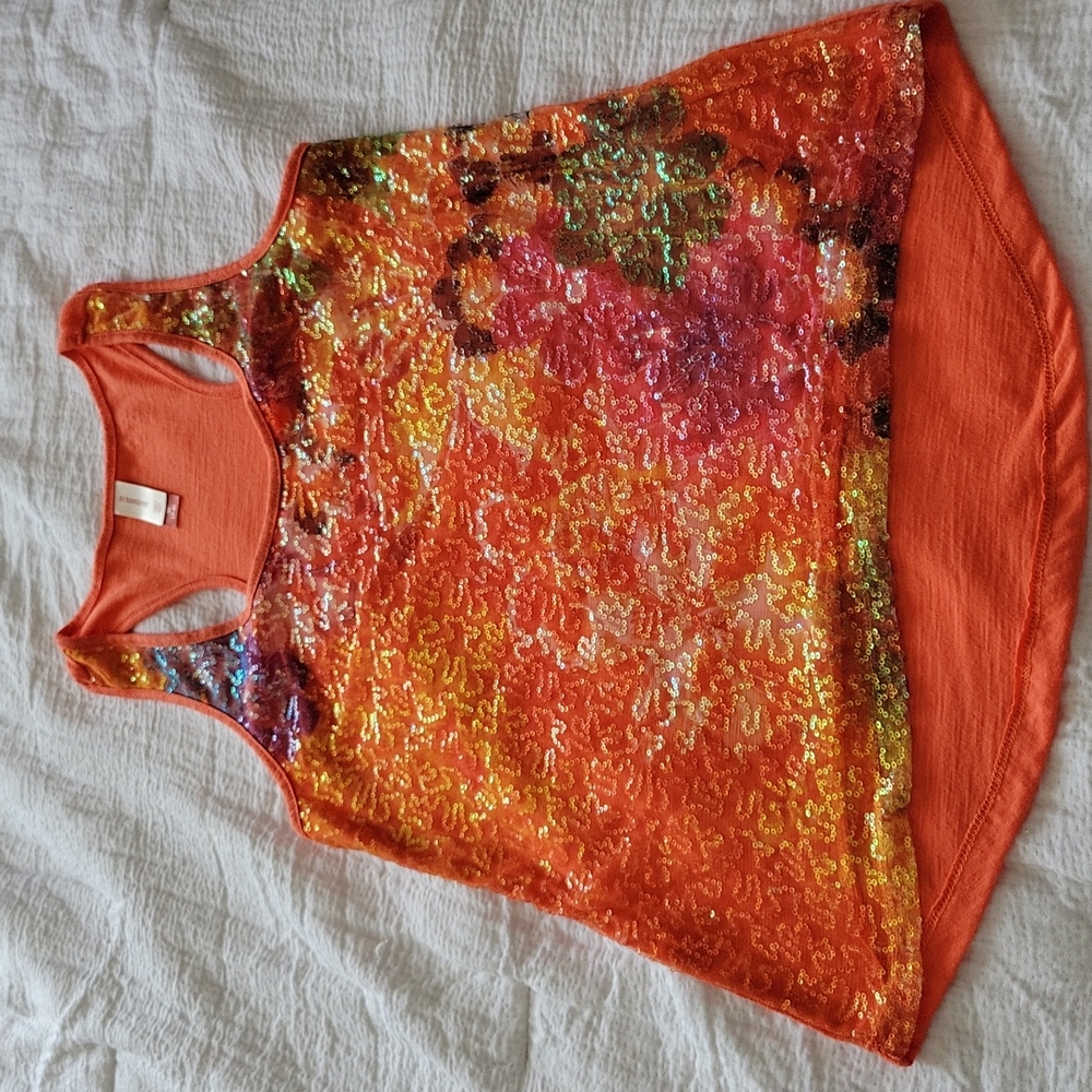 No Boundaries orange sequin tank top